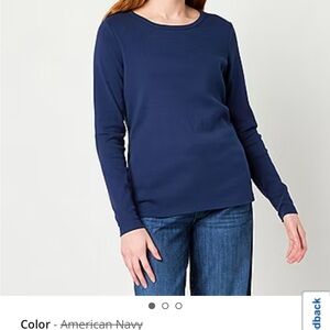 St. John's Bay Womens Crew Neck Long Sleeve T-Shirt Size L